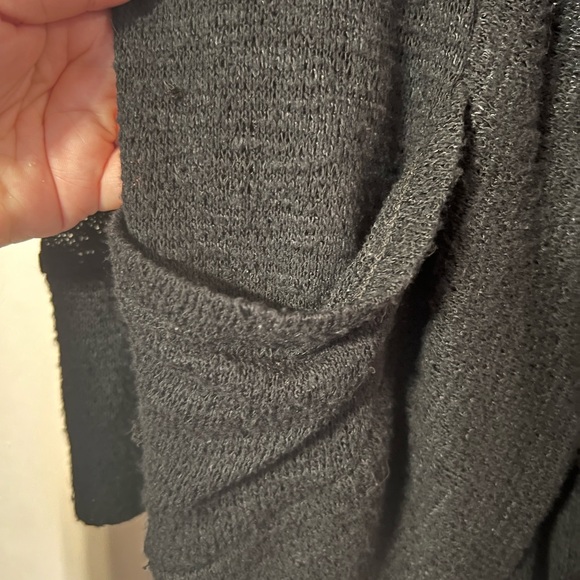 Large black slouchy cardigan long sleeve semi sheer open - Picture 4 of 8